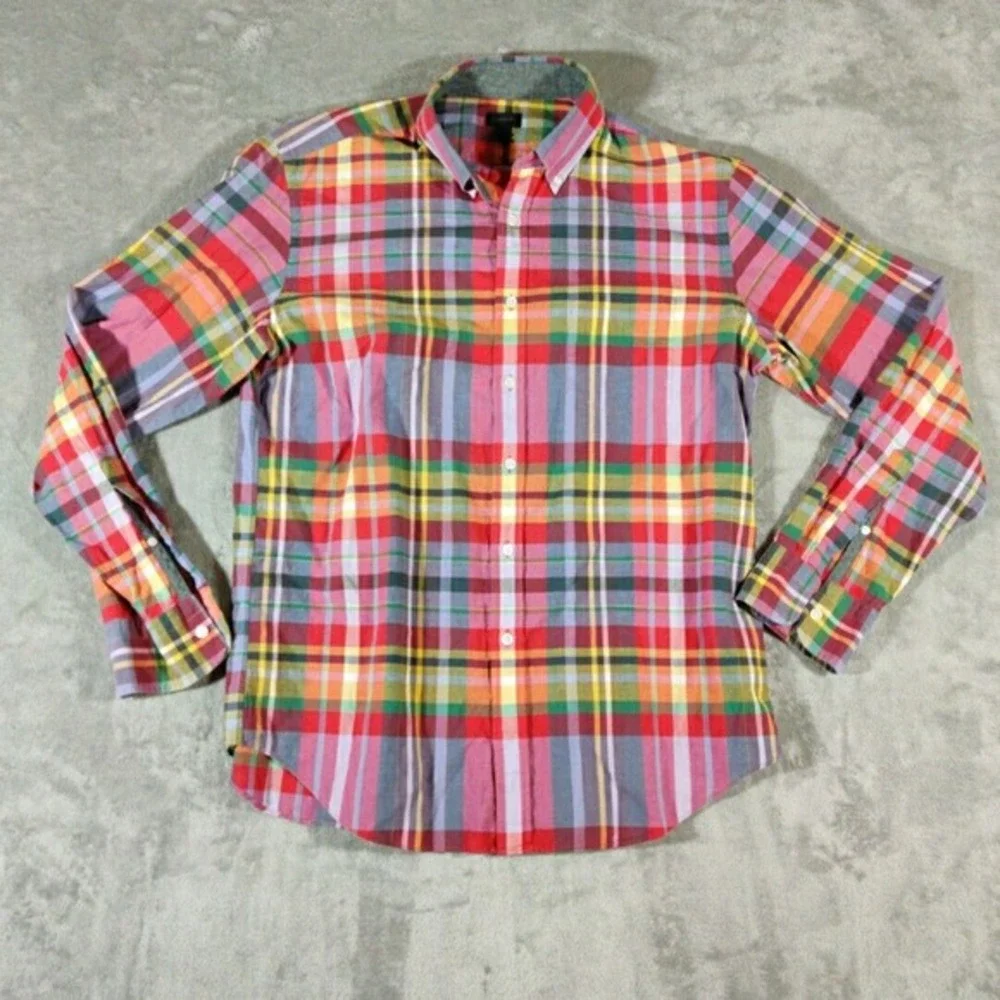 J Crew‎ Shirt Mens Large Multicolored Mardas Plaid Button Down Long Sleeve